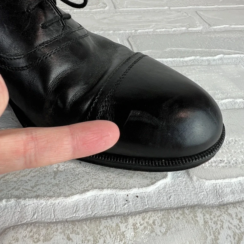 Mario Fagni Oxford Dress Shoes Mens 8.5 Black Leather Cap Toe Classic Lace Italy